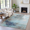 Piper Looms Chantille Abstract ACN2117 Teal Machine Washable Area Rug Lifestyle Image Feature