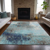 Piper Looms Chantille Abstract ACN2117 Teal Machine Washable Area Rug Lifestyle Image Feature