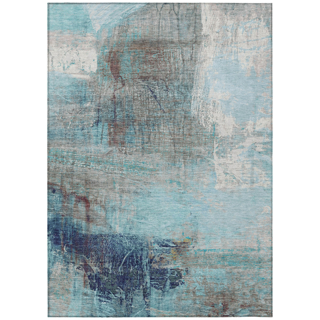 Piper Looms Chantille Abstract ACN2117 Teal Machine Washable Area Rug main image