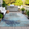 Piper Looms Chantille Abstract ACN2117 Teal Machine Washable Area Rug Outdoor Lifestyle Image Feature