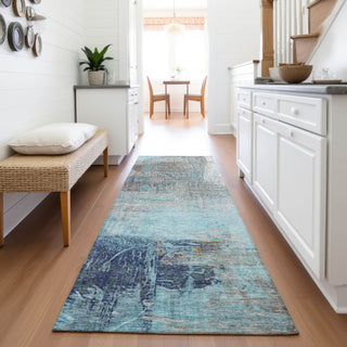 Piper Looms Chantille Abstract ACN2117 Teal Machine Washable Area Rug Runner Lifestyle Image Feature