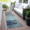 Piper Looms Chantille Abstract ACN2117 Teal Machine Washable Area Rug Runner Outdoor Lifestyle Image Feature