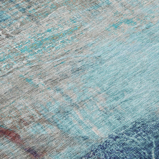 Piper Looms Chantille Abstract ACN2117 Teal Machine Washable Area Rug Swatch Image