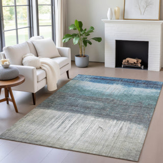 Piper Looms Chantille Abstract ACN2118 Blue Machine Washable Area Rug Lifestyle Image Feature