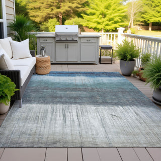 Piper Looms Chantille Abstract ACN2118 Blue Machine Washable Area Rug Outdoor Lifestyle Image Feature
