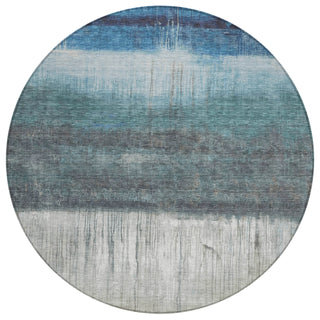 Piper Looms Chantille Abstract ACN2118 Blue Machine Washable Area Rug Round Main Image