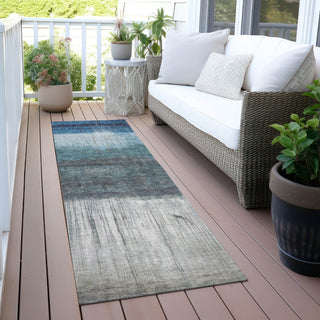 Piper Looms Chantille Abstract ACN2118 Blue Machine Washable Area Rug Runner Outdoor Lifestyle Image Feature