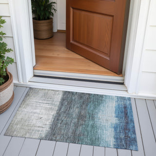 Piper Looms Chantille Abstract ACN2118 Blue Machine Washable Area Rug Scatter Outdoor Lifestyle Image Feature