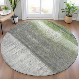 Piper Looms Chantille Abstract ACN2118 Fern Machine Washable Area Rug Round Lifestyle Image Feature