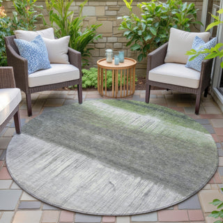 Piper Looms Chantille Abstract ACN2118 Fern Machine Washable Area Rug Round Outdoor Lifestyle Image Feature