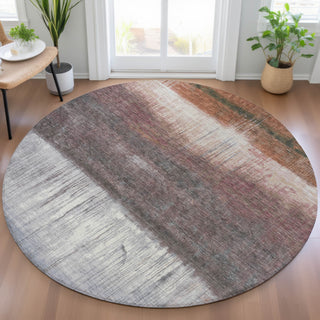 Piper Looms Chantille Abstract ACN2118 Paprika Machine Washable Area Rug Round Lifestyle Image Feature