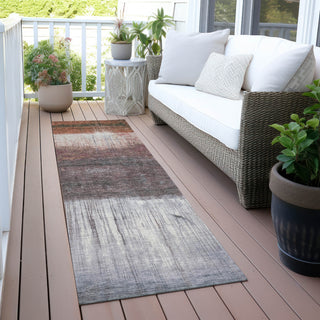 Piper Looms Chantille Abstract ACN2118 Paprika Machine Washable Area Rug Runner Outdoor Lifestyle Image Feature