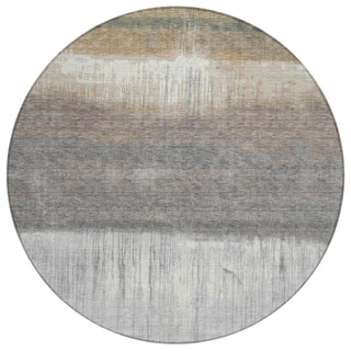 Piper Looms Chantille Abstract ACN2118 Taupe Machine Washable Area Rug Round Main Image
