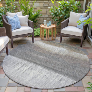 Piper Looms Chantille Abstract ACN2118 Taupe Machine Washable Area Rug Round Outdoor Lifestyle Image Feature