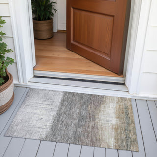 Piper Looms Chantille Abstract ACN2118 Taupe Machine Washable Area Rug Scatter Outdoor Lifestyle Image Feature