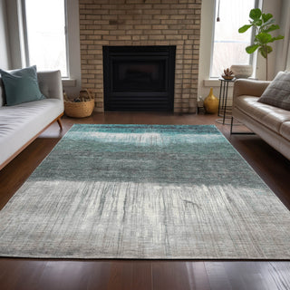 Piper Looms Chantille Abstract ACN2118 Teal Machine Washable Area Rug Lifestyle Image Feature