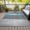 Piper Looms Chantille Abstract ACN2118 Teal Machine Washable Area Rug Outdoor Lifestyle Image Feature