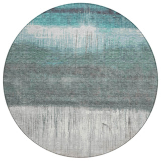 Piper Looms Chantille Abstract ACN2118 Teal Machine Washable Area Rug Round Main Image