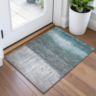 Piper Looms Chantille Abstract ACN2118 Teal Machine Washable Area Rug Scatter Lifestyle Image Feature