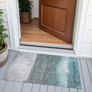 Piper Looms Chantille Abstract ACN2118 Teal Machine Washable Area Rug Scatter Outdoor Lifestyle Image Feature