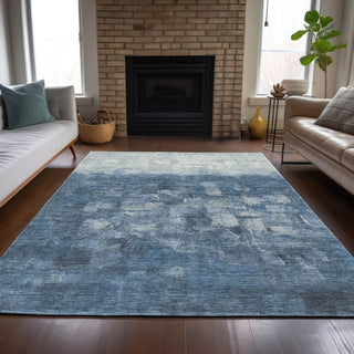 Piper Looms Chantille Abstract ACN2119 Navy Machine Washable Area Rug Lifestyle Image Feature