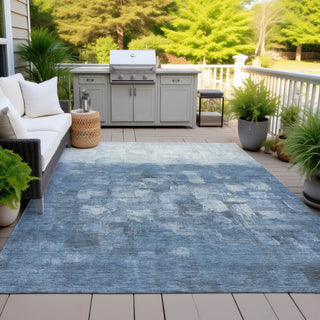 Piper Looms Chantille Abstract ACN2119 Navy Machine Washable Area Rug Outdoor Lifestyle Image Feature