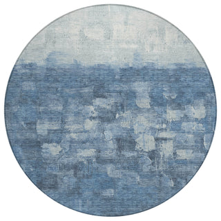 Piper Looms Chantille Abstract ACN2119 Navy Machine Washable Area Rug Round Main Image