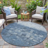 Piper Looms Chantille Abstract ACN2119 Navy Machine Washable Area Rug Round Outdoor Lifestyle Image Feature