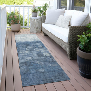 Piper Looms Chantille Abstract ACN2119 Navy Machine Washable Area Rug Runner Outdoor Lifestyle Image Feature