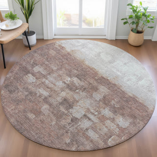 Piper Looms Chantille Abstract ACN2119 Paprika Machine Washable Area Rug Round Lifestyle Image Feature