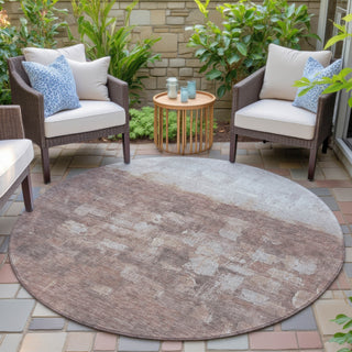 Piper Looms Chantille Abstract ACN2119 Paprika Machine Washable Area Rug Round Outdoor Lifestyle Image Feature