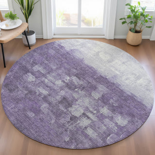 Piper Looms Chantille Abstract ACN2119 Purple Machine Washable Area Rug Round Lifestyle Image Feature