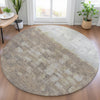 Piper Looms Chantille Abstract ACN2119 Taupe Machine Washable Area Rug Round Lifestyle Image Feature