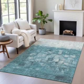 Piper Looms Chantille Abstract ACN2119 Teal Machine Washable Area Rug Lifestyle Image Feature