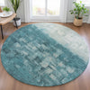 Piper Looms Chantille Abstract ACN2119 Teal Machine Washable Area Rug Round Lifestyle Image Feature