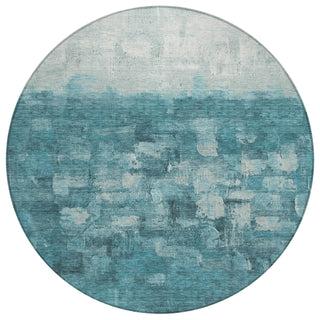 Piper Looms Chantille Abstract ACN2119 Teal Machine Washable Area Rug Round Main Image