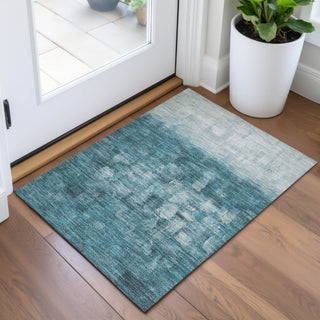 Piper Looms Chantille Abstract ACN2119 Teal Machine Washable Area Rug Scatter Lifestyle Image Feature
