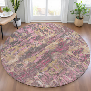 Piper Looms Chantille Abstract ACN2120 Blush Machine Washable Area Rug Round Lifestyle Image Feature