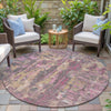 Piper Looms Chantille Abstract ACN2120 Blush Machine Washable Area Rug Round Outdoor Lifestyle Image Feature
