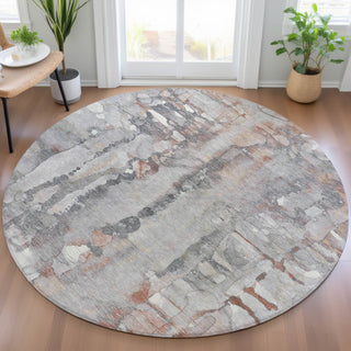 Piper Looms Chantille Abstract ACN2120 Copper Machine Washable Area Rug Round Lifestyle Image Feature