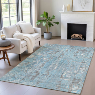 Piper Looms Chantille Abstract ACN2120 Denim Machine Washable Area Rug Lifestyle Image Feature
