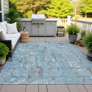 Piper Looms Chantille Abstract ACN2120 Denim Machine Washable Area Rug Outdoor Lifestyle Image Feature