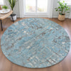 Piper Looms Chantille Abstract ACN2120 Denim Machine Washable Area Rug Round Lifestyle Image Feature