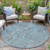 Piper Looms Chantille Abstract ACN2120 Denim Machine Washable Area Rug Round Outdoor Lifestyle Image Feature