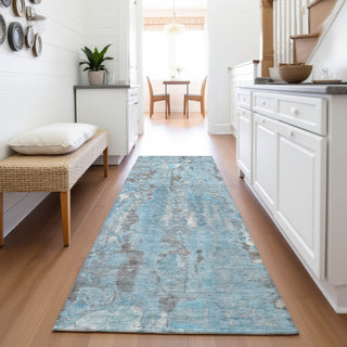 Piper Looms Chantille Abstract ACN2120 Denim Machine Washable Area Rug Runner Lifestyle Image Feature