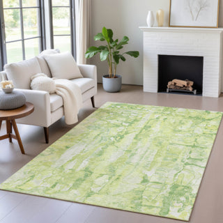 Piper Looms Chantille Abstract ACN2120 Lime Machine Washable Area Rug Lifestyle Image Feature