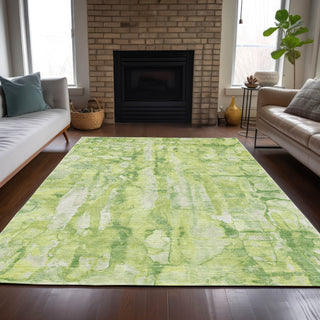 Piper Looms Chantille Abstract ACN2120 Lime Machine Washable Area Rug Lifestyle Image Feature