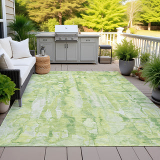 Piper Looms Chantille Abstract ACN2120 Lime Machine Washable Area Rug Outdoor Lifestyle Image Feature
