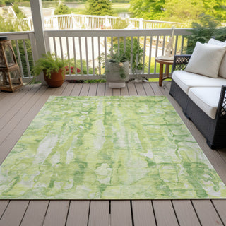 Piper Looms Chantille Abstract ACN2120 Lime Machine Washable Area Rug Outdoor Lifestyle Image Feature