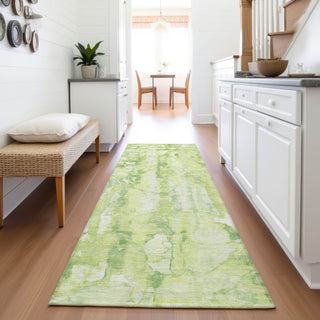 Piper Looms Chantille Abstract ACN2120 Lime Machine Washable Area Rug Runner Lifestyle Image Feature